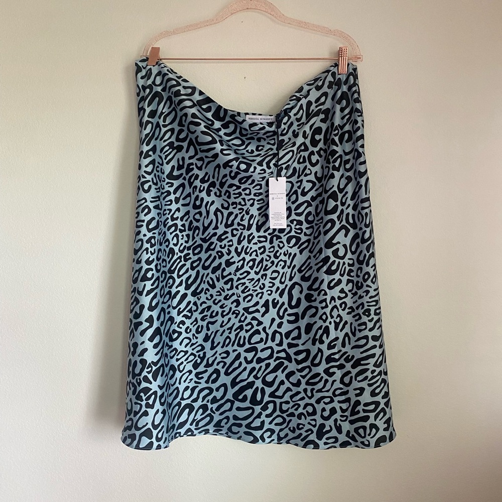 rebecca minkoff leopard print baby blue maxi skirt